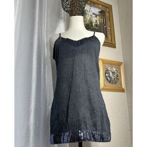 Women's Regency Sequin Tank Top Sequin Trim Gray Sleeveless Women’s Sz S
